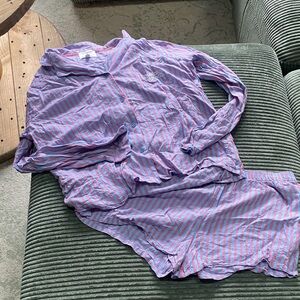 P.J. Salvage Blue and Pink Striped Top